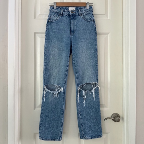 ROLLA’S High Rise Straight Jeans Blue Distress Women’s Size 25 - Picture 2 of 12